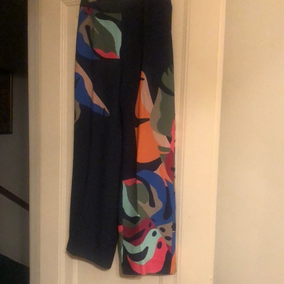 Chicos Tropical Pants. Navy with Bright Tropical Design! - Picture 1 of 6